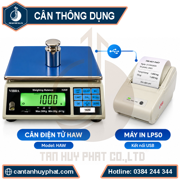 CÂN ĐIỆN TỬ HAW 3KG – 6KG – 15KG – 30KG KẾT NỐI MÁY IN LP50